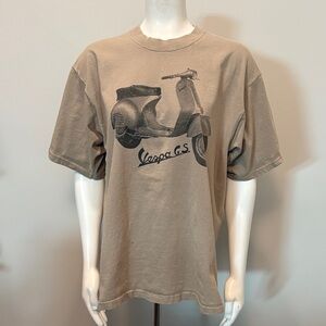 Vintage Vespa GS Graphic Tan T-Shirt Size L Large